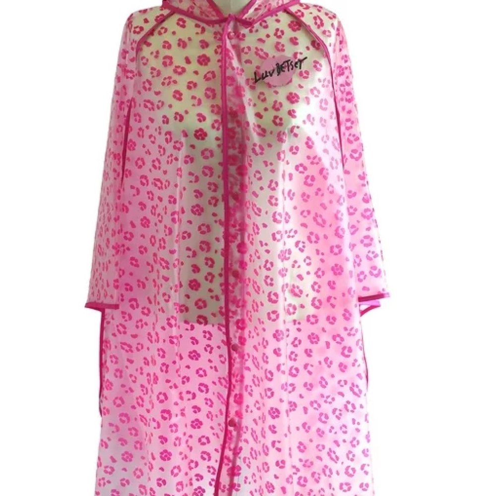 Luv Betsey Women's Reusable Rain Poncho Pink Leopard NWT